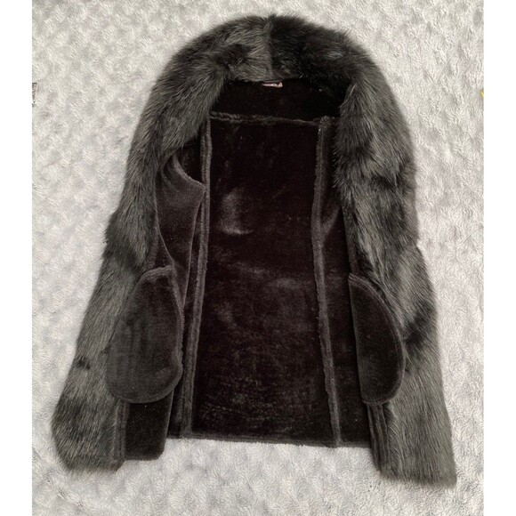 J. McLaughlin Black Suede Jacket Vest w/ Faux Fur Trim Size M Cozy Chic Mob Wife - Picture 5 of 11